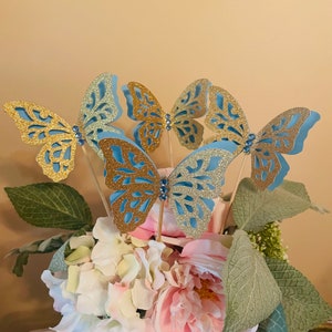 Butterfly Decor,  Butterfly Centerpiece picks, Butterfly Party Prop, Butterfly baby shower Centerpiece