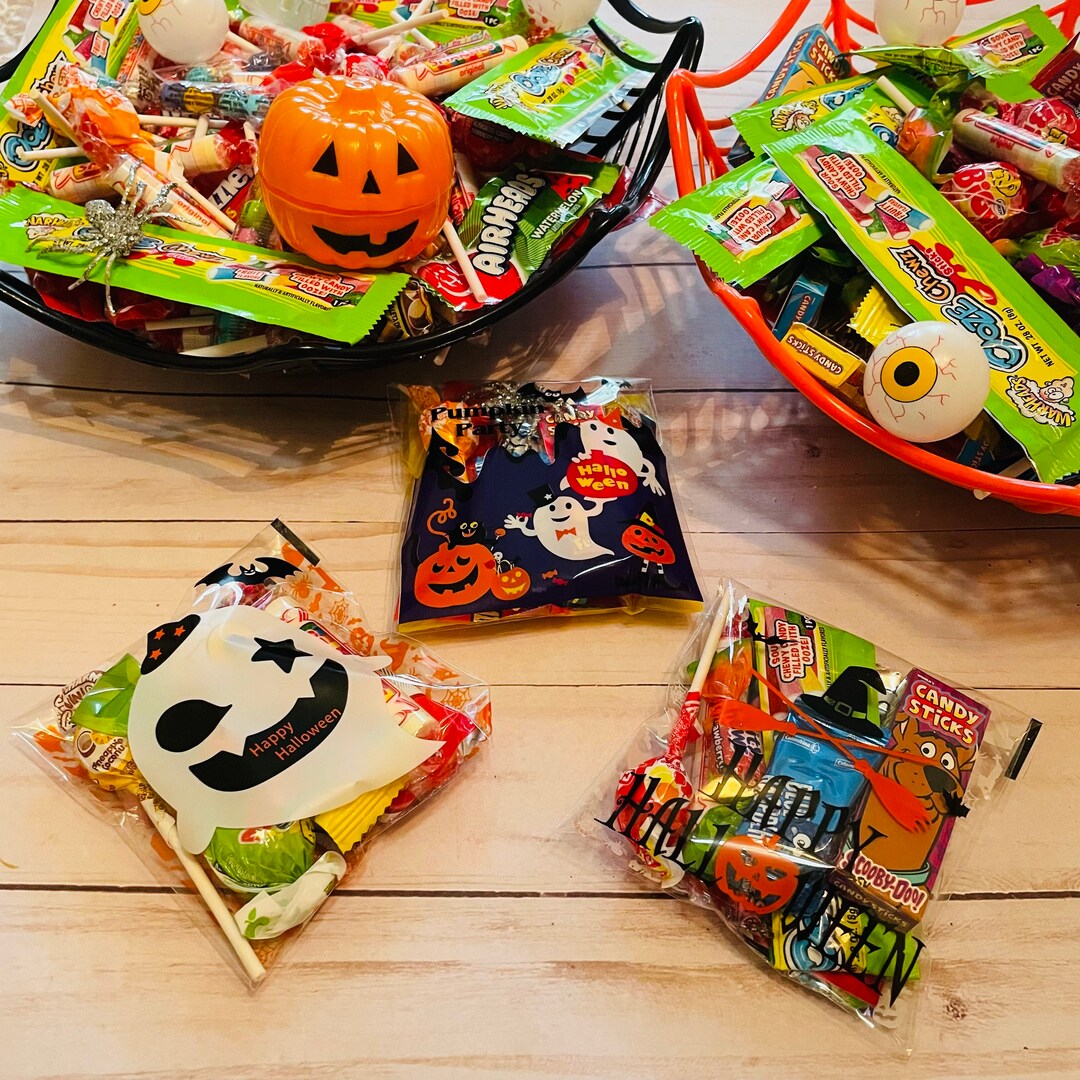 Halloween Candy Bags, Pre-filled Goodie Bags, Halloween Candy