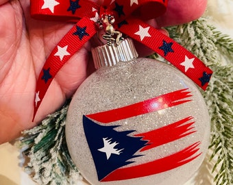 Personalized Puerto Rican Flag Christmas Ornament: Boricua Holiday Decor