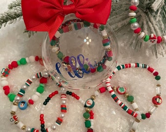 Ornement de Noël et bracelet personnalisés • Cadeau des Fêtes • Cadeau d'échange de Noël
