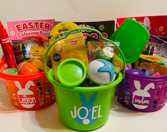 Panier de Pâques personnalisé, panier de Pâques prérempli avec friandises et jouets