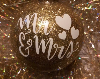 Mr. & Mrs. Ornament, Bride and Groom Ornament, Christmas Ornament, Unity Celebration, Wedding Ornament