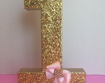 First Birthday, Pink and Gold Number One, Princess First Birthday, Number One, 8 inches Birthday Number, 1st birthday cake smash prop