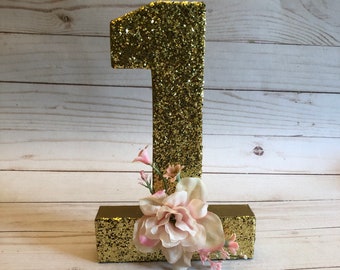 First Birthday, Pink and Gold Number One, First Birthday, Number One, 8 inches Birthday Number, 1st birthday cake smash prop
