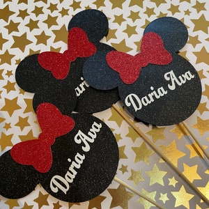 Choix de fête d'anniversaire Minnie Mouse : décoration de centre de table personnalisée image 5