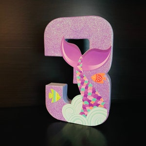 Mermaid Birthday, Mermaid Number, Birthday Number, Mermaid Centerpiece, Under the Sea Number, Number Three