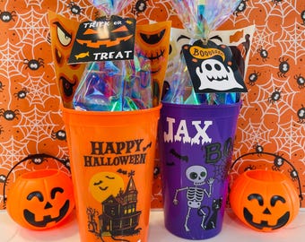 Halloween Candy Cup, Halloween Pre-Filled Goodie Bag, Halloween Party Favor, Halloween Treats