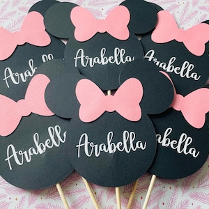 Choix de fête d'anniversaire Minnie Mouse : décoration de centre de table personnalisée image 4