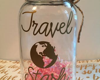 Vacation fund jar, Memory Jar, Money Jar, Treasure Jar, Vacation Savings jar, Coin jar, Savings jar, Travel fund, Travel Stash, Travel Fund