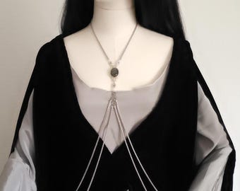 Bodychain "Meréah" ~ handgefertigte Körperkette mit Labradorit ~ Bauchtanz, Fantasy und Cosplay Kostüm Accessoire ~