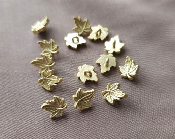 Mini Blätter Knöpfe, 4er Set, goldene Ahorn Knöpfe