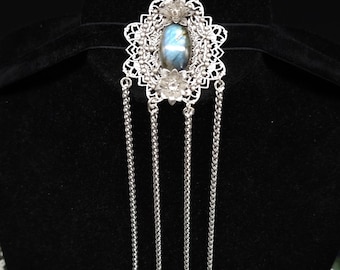 Art Nouveau Brosche ~ Dekorative Labradorit Brosche / Pin ~ Elfenhafter Fantasy Schmuck ~ Braut - und Hochzeitsschmuck