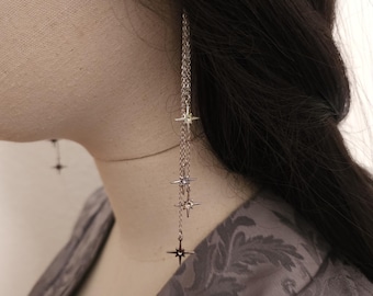 Stern-Hängeohrringe,  Fantasy Ohrringe, Farbauswahl, gold und silberne Sterne