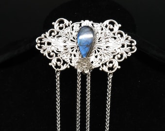 Elfenhafte Jugendstil Brosche ~Vintage Art Nouveau Broschennadel ~ Schalnadel für Fantasy, Gothic, Mittelalter und LARP