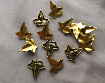 Blatt Knöpfe, 4er Set Messingfarbene Knöpfe, Ahornform