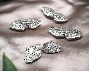 Vintage-Style Strass-Schließen ~ limitiert ~ Funkelnde Metallverschluss-Paare für DIY, Upcycling und Brautmode