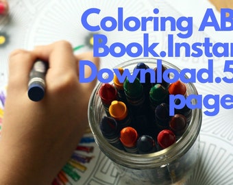 Coloring ABC Book. Instant Download .58 pages
