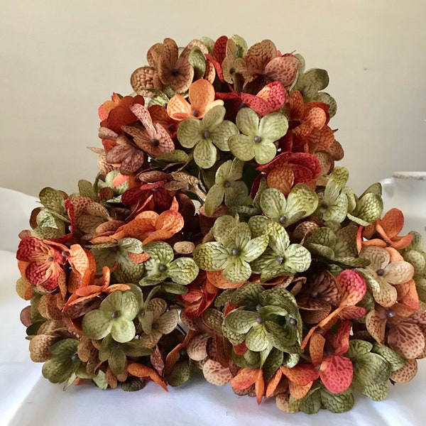 Hydrangea Floral Arrangement, Fall Floral Decor, Multi-Color Blended Hydrangeas, Mason Jar Filler, Wreath  Supplies, Centerpiece Accent