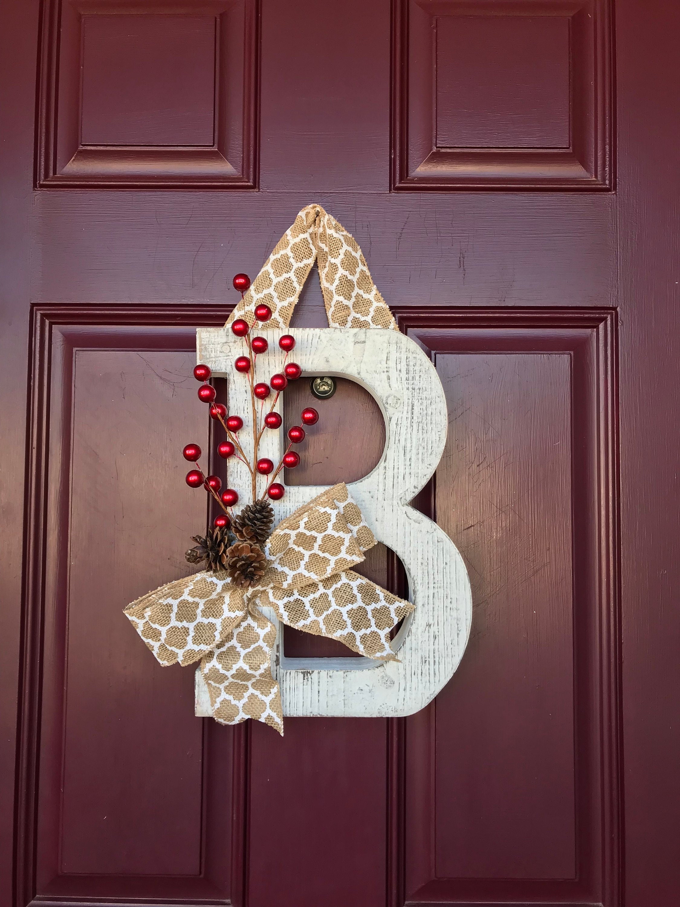 Letter Wreath for Christmas Front Door or Wall Decor Winter Etsy