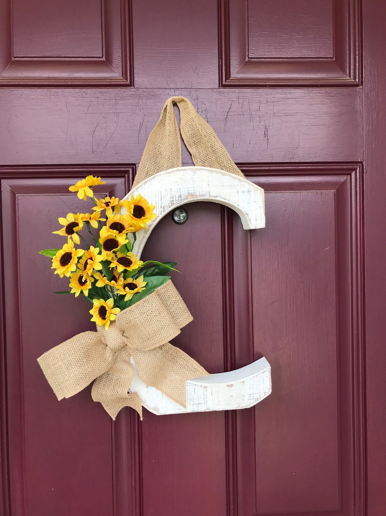 Monogram White Washed Monogram Rustic Front Door Wreath