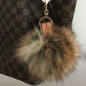 Louis Vuitton Fuzzy V Fox Fur Keychain Bag Charm Amarant M67370
