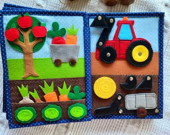 Felt Quiet Book Toddler, Montessori Book, Travel Busy Book, Soft Fabric Activity Toy, Sensory Book, First Educational Book Fine Motor Skill