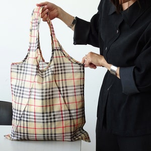 Sac cabas recyclé, Sac à provisions durable, Sac à bandoulière pliable en tissu de nylon, Lavable, réutilisable, Sac cabas écologique