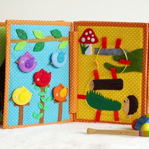 Farm Animals Quiet Book Toddler, Finger Puppets, Baby Kids Book, Felt Montessori Activity Sensory Toddler Book, Soft Travel Busy, Busy Board