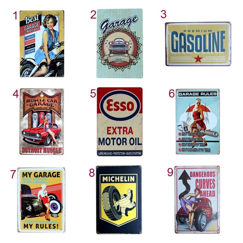 Garage Metal Signs Retro Vintage Tin Signs Wall Hanging Decor Etsy