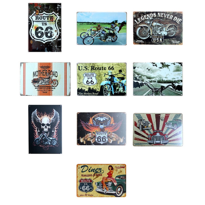 Motorcycle Metal Signs Retro Vintage Tin Signs Wall Hanging Etsy