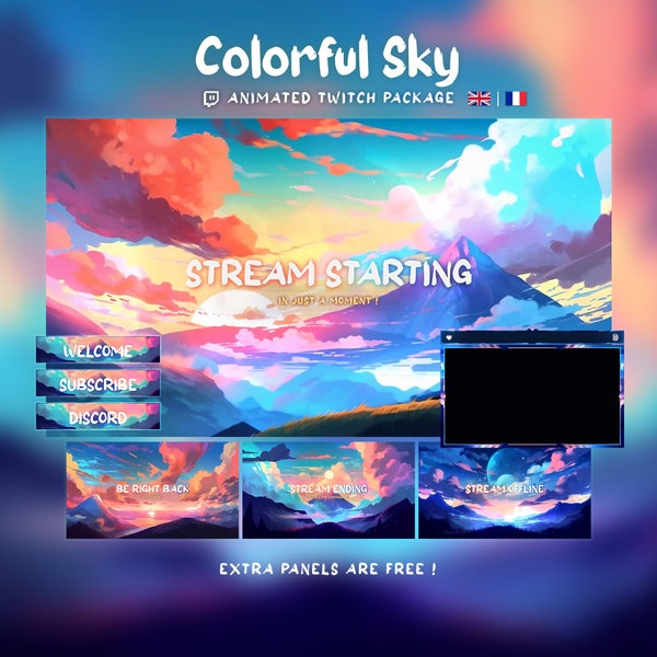 Colorful Sky | Colorful Clouds | Twitch Animated Package | Scenes for Streamers