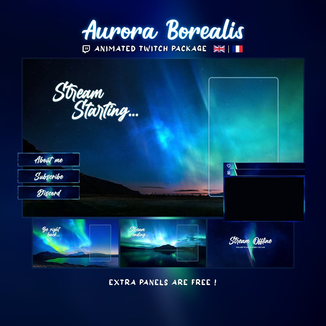 Aurora Borealis Twitch Animated Package Scenes for Streamers Etsy