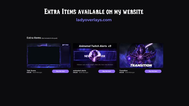 WoW Midnight Twitch Overlay Pack, Animated World of Warcraft Stream Scenes with Facecam and Panels for OBS and Streamlabs image 5