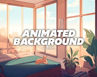ANIMATED BACKGROUND Lofi Bedroom with a cat (perfect loop) | Vtuber