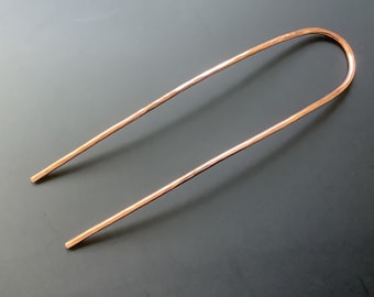 Hair pin/fork. Highly polished. Copper curved arc hair fork pin. bun pin. Heavy Duty, Solid for thick hair. 6 sizes simple and effective.