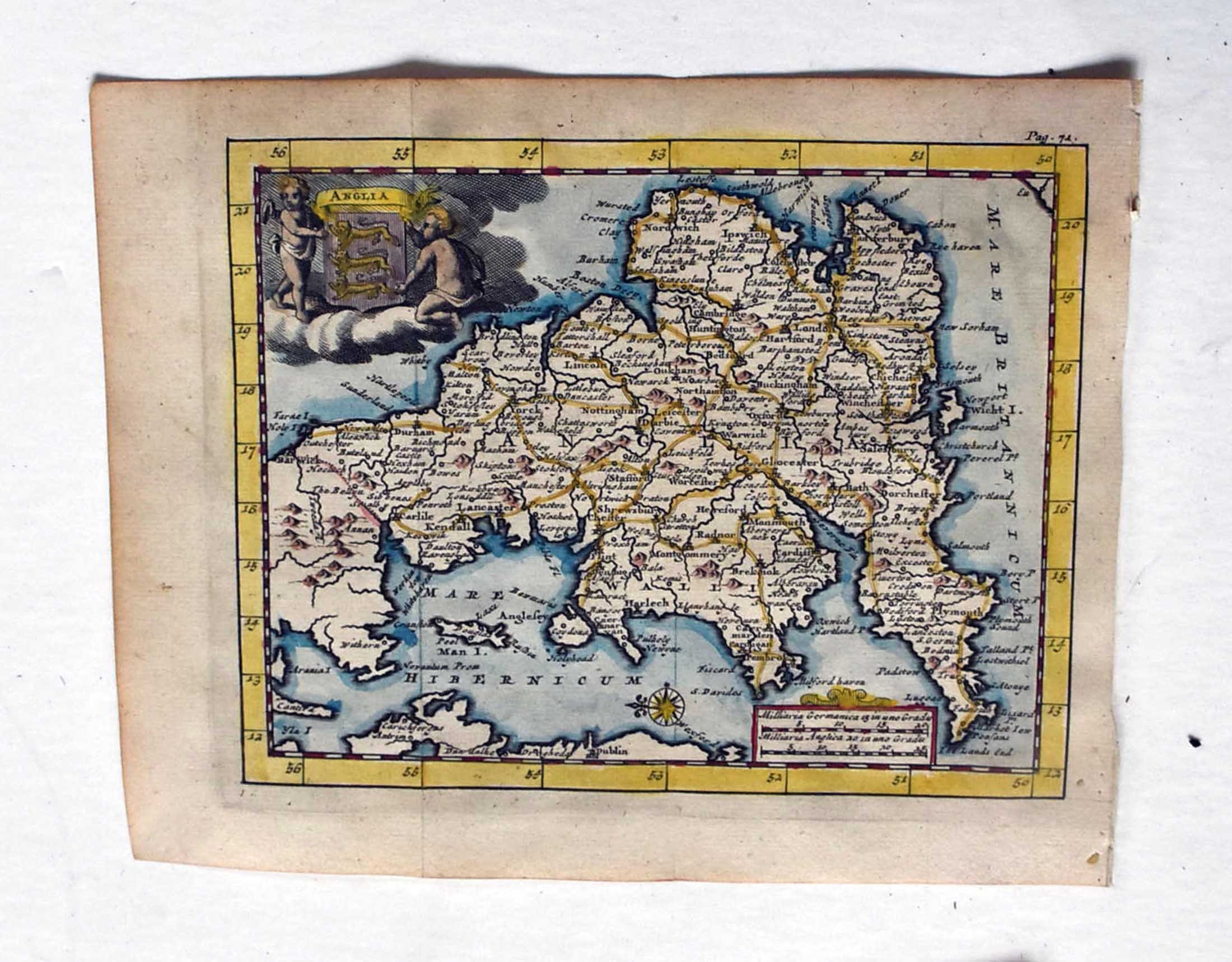 Antique 1707 Map of England by Pieter Van Der Aa 1707 | Etsy