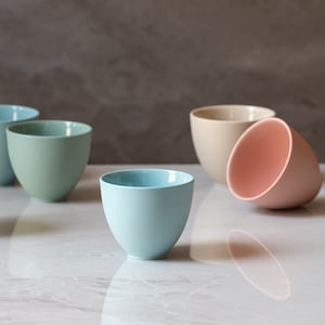 TOMMA. Set Of 4 Colorful Ceramic Cups, Minimalist Handmade Tea, Small Cappuccino, Double Espresso Cups, Set of Four Assorted Colors.
