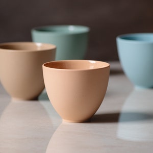 TOMMA. Set Of 4 Colorful Ceramic Cups, Minimalist Handmade Tea, Small Cappuccino, Double Espresso Cups, Set of Four Assorted Colors. image 7