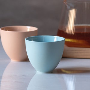 TOMMA. Set Of 4 Colorful Ceramic Cups, Minimalist Handmade Tea, Small Cappuccino, Double Espresso Cups, Set of Four Assorted Colors. image 6