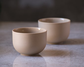 EKKO. 2 Ceramic Flat White Cups, Home Barista, Cappuccino Cup, Handmade Mug