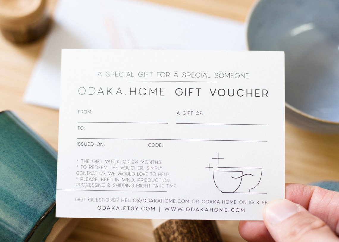 Gift Voucher For Pottery Gift Card For Ceramic Gift Idea Etsy