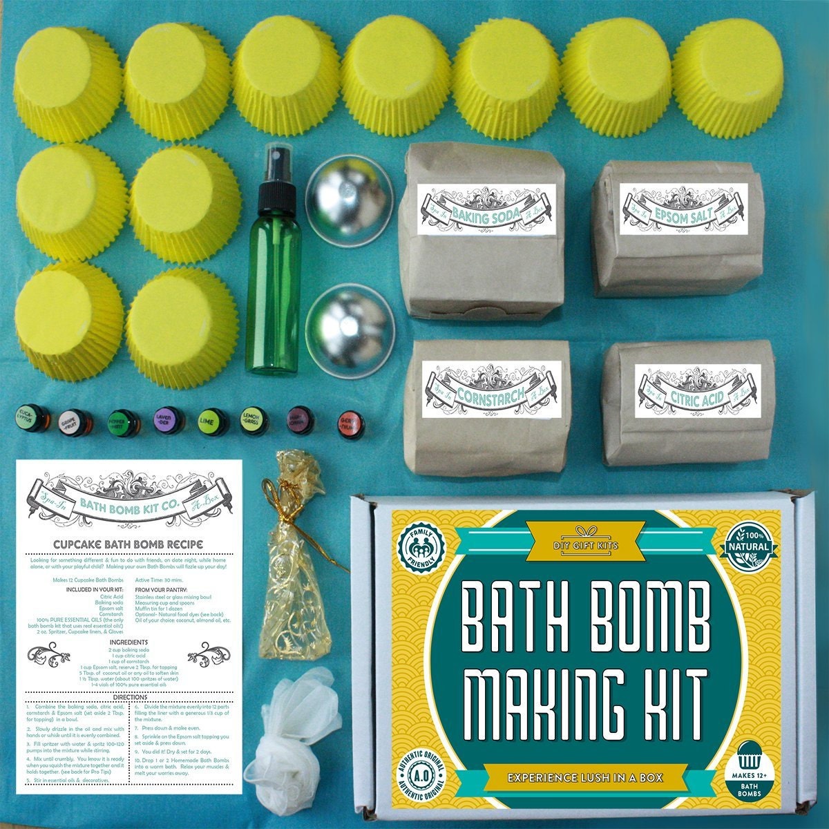 DELUXE Bath Bomb Making Kit with 100 Pure Therapeutic Grade