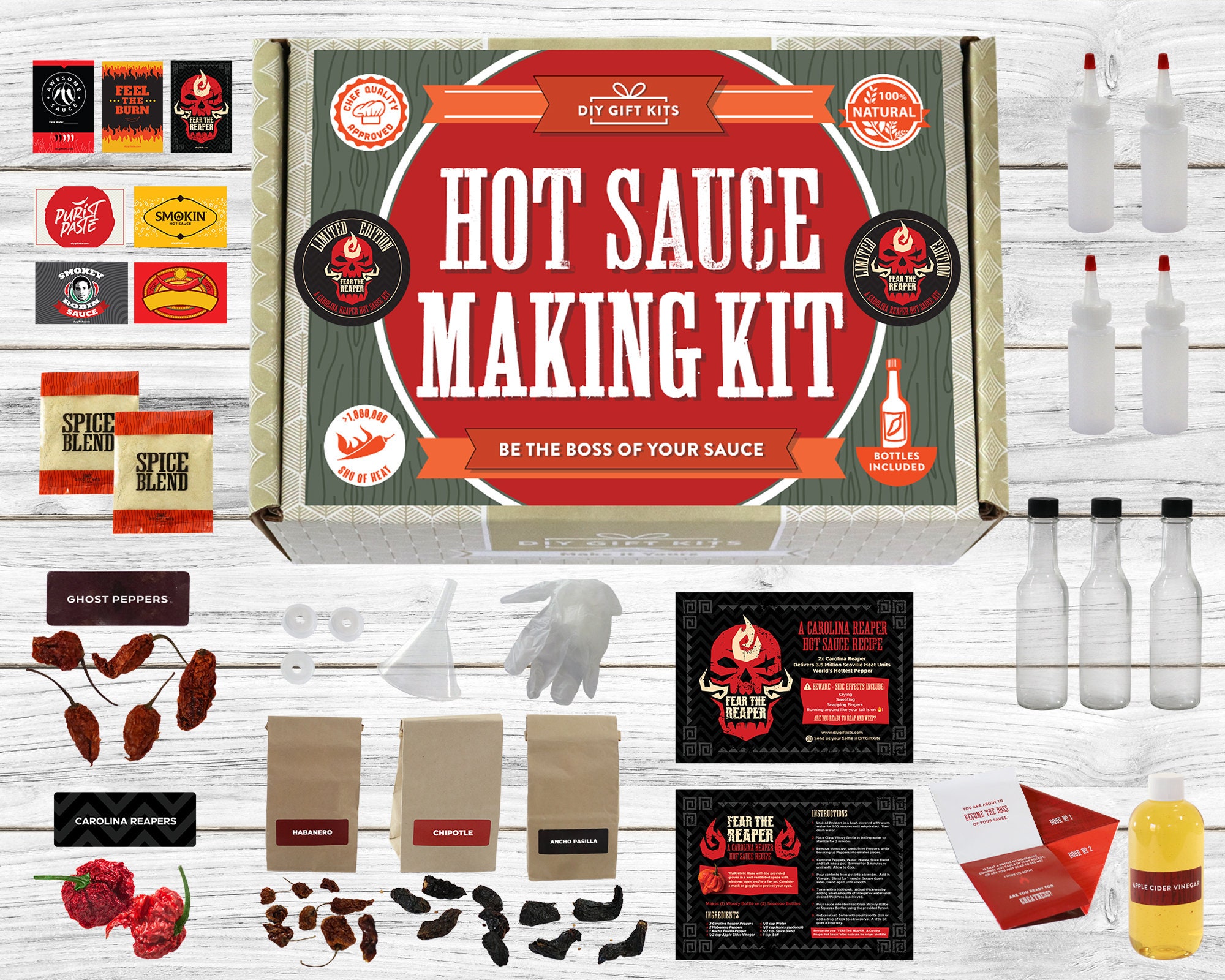 The Carolina Reaper Hot Sauce Kit Gift Set Make Your Own Etsy