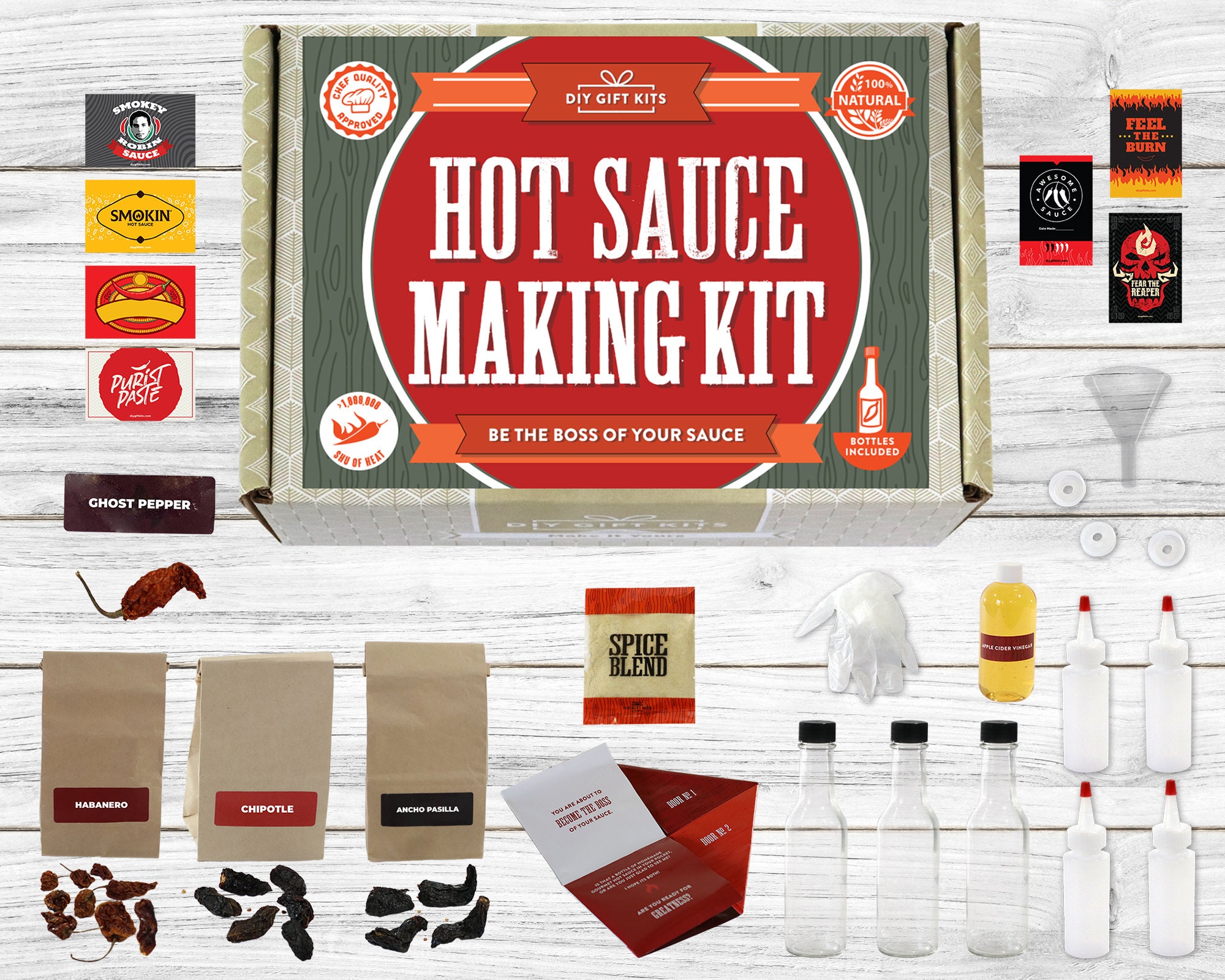 Make Your Own Hot Sauce Kit Makes 7 Bottles of DIY Hot Sauce Etsy