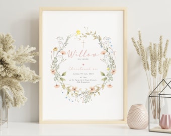 Wildflower Personalised Christening Print