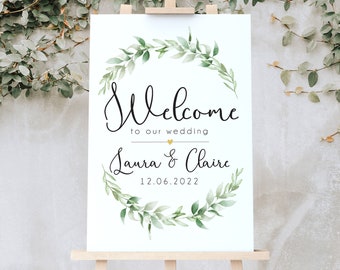 Greenery Welcome Sign ~ Personalised Wedding Signage