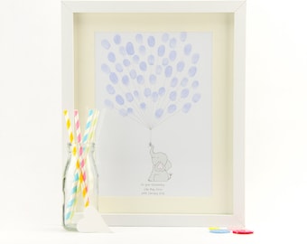 Baby Elephant Finger Print Guestbook Keepsake