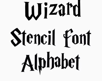 Wizard /witch stencil font alphabet includes numbers upper and lower case letters word wall 0.6 inches cake cookie quilting mylar reusable