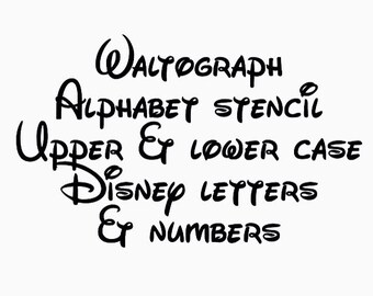 Disney waltograph stencil font full alphabet upper and lower case letters numbers template airbrush paint fabric sign