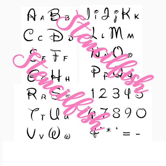 Disney waltograph stencil font full alphabet upper and lower Etsy